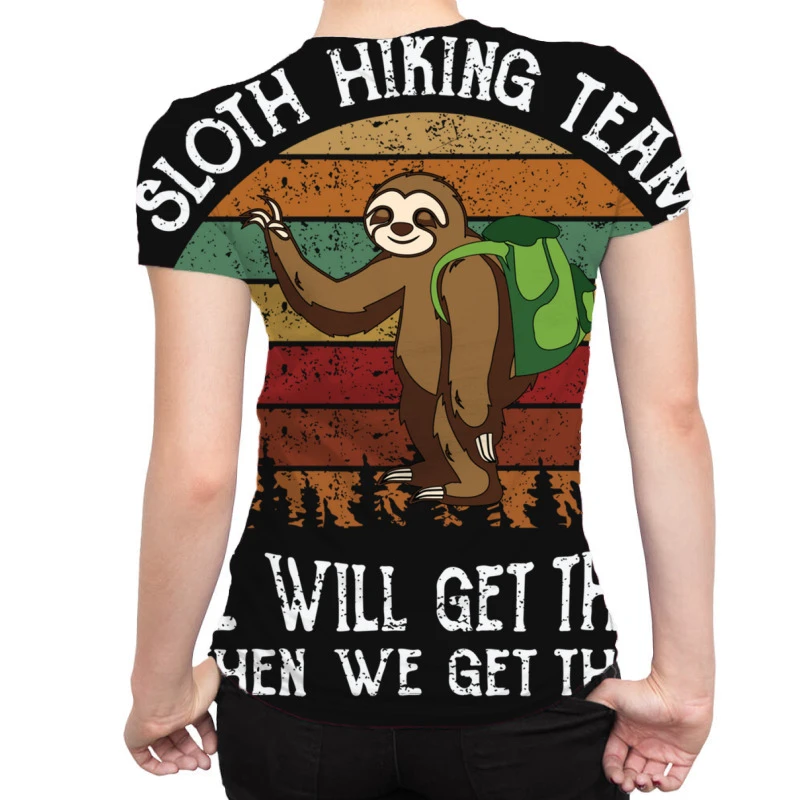 Sloth Hiking Team We Will Get There When We Get Th All Over Women's T-shirt - Image 2