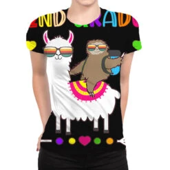 Sloth Llama 2nd Grade Squad Teacher Student Back T All Over Women's T-shirt