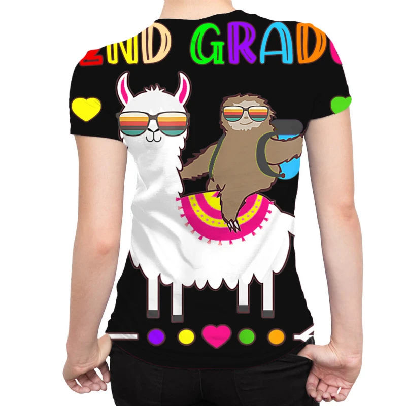 Sloth Llama 2nd Grade Squad Teacher Student Back T All Over Women's T-shirt - Image 2