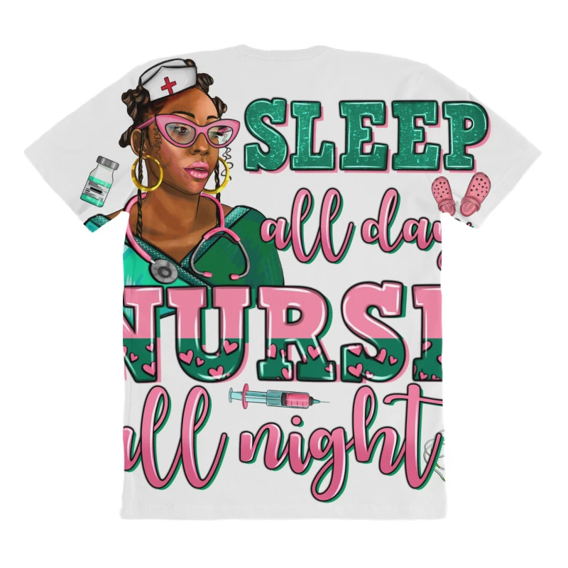 Afro Nurse Sleep All Day Nurse All Night All Over Women's T-shirt - Image 4