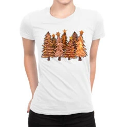 Melanin Christmas Trees With Lights Ladies Fitted T-Shirt