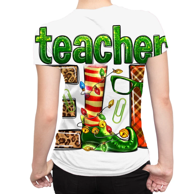 Teacher Elf All Over Women's T-shirt - Image 2