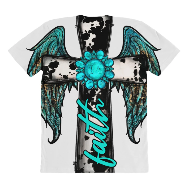 Gemstone Faith Cross Wings All Over Women's T-shirt - Image 4