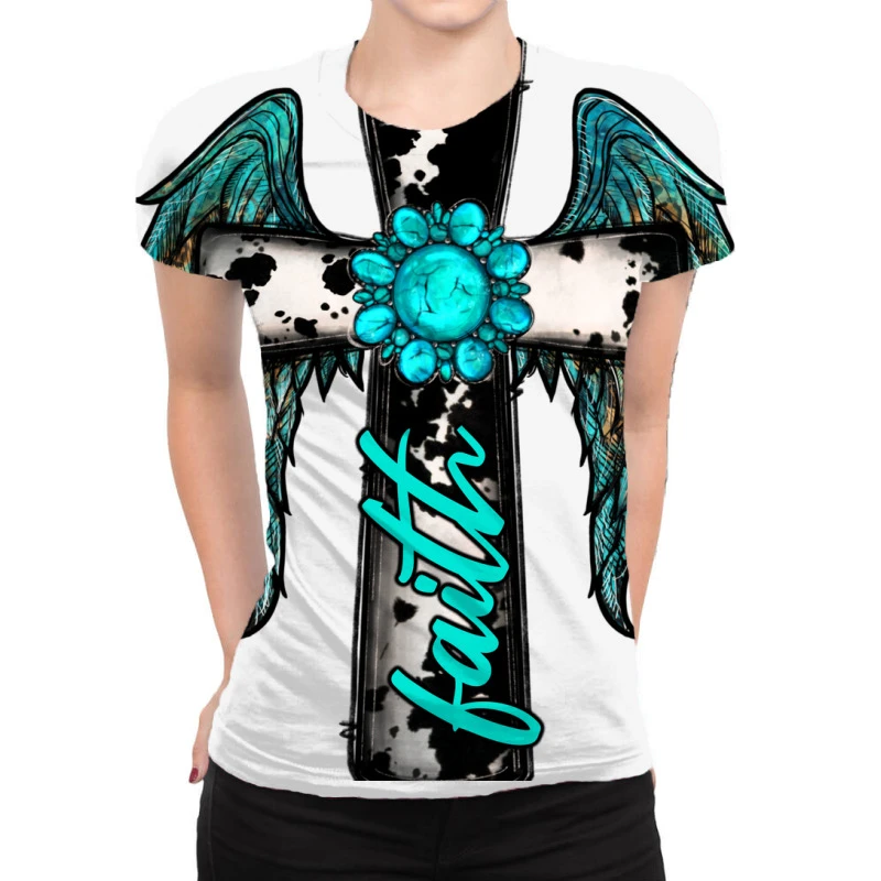 Gemstone Faith Cross Wings All Over Women's T-shirt
