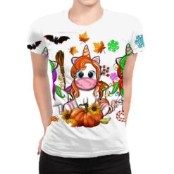 Hallothanksmas Unicorns All Over Women's T-shirt