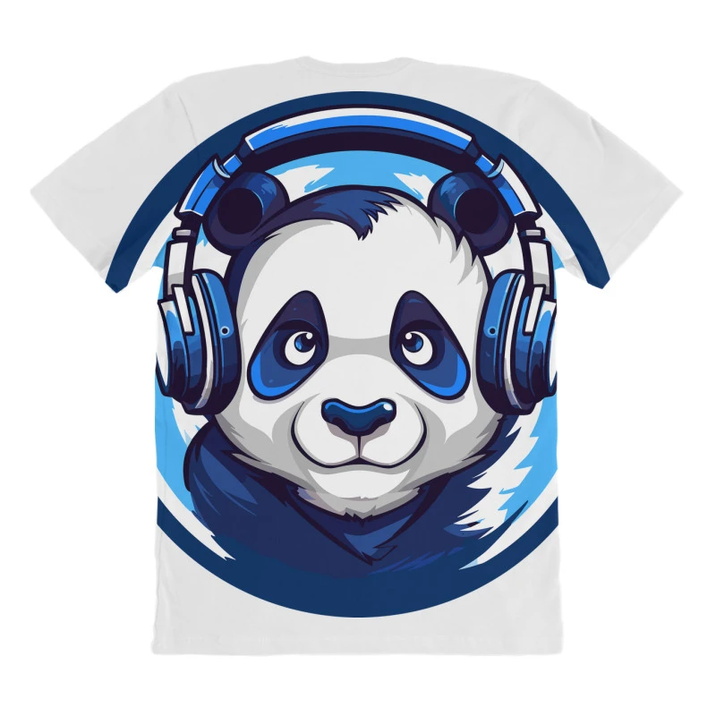 Panda Blue Headphones All Over Women's T-shirt - Image 4