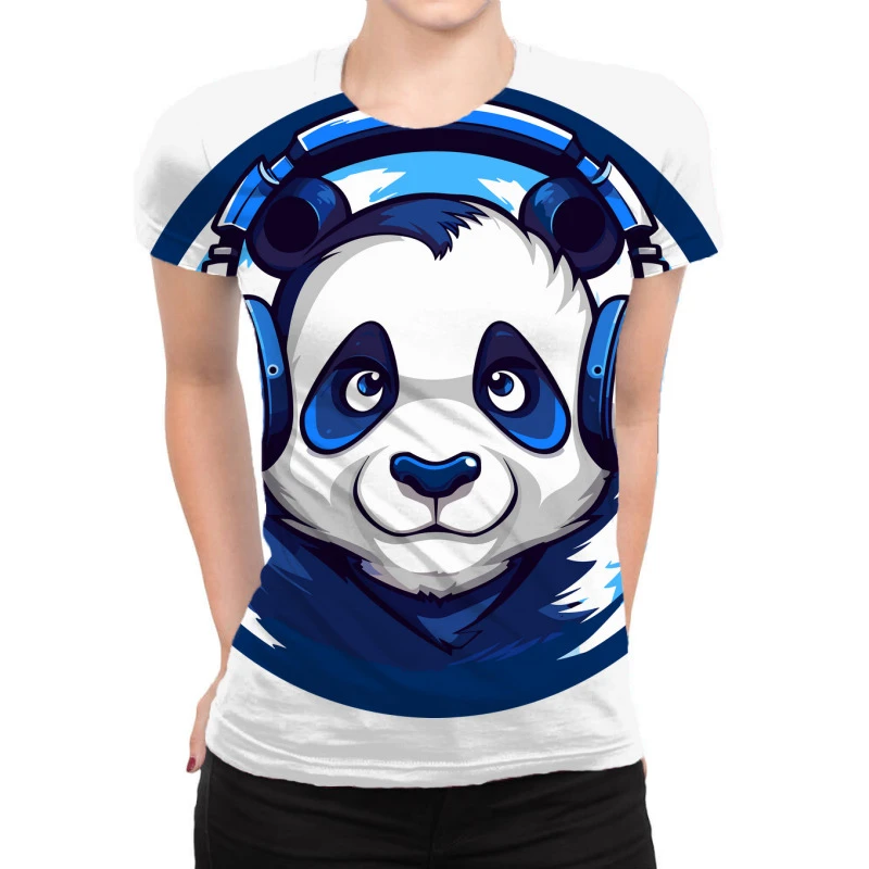 Panda Blue Headphones All Over Women's T-shirt