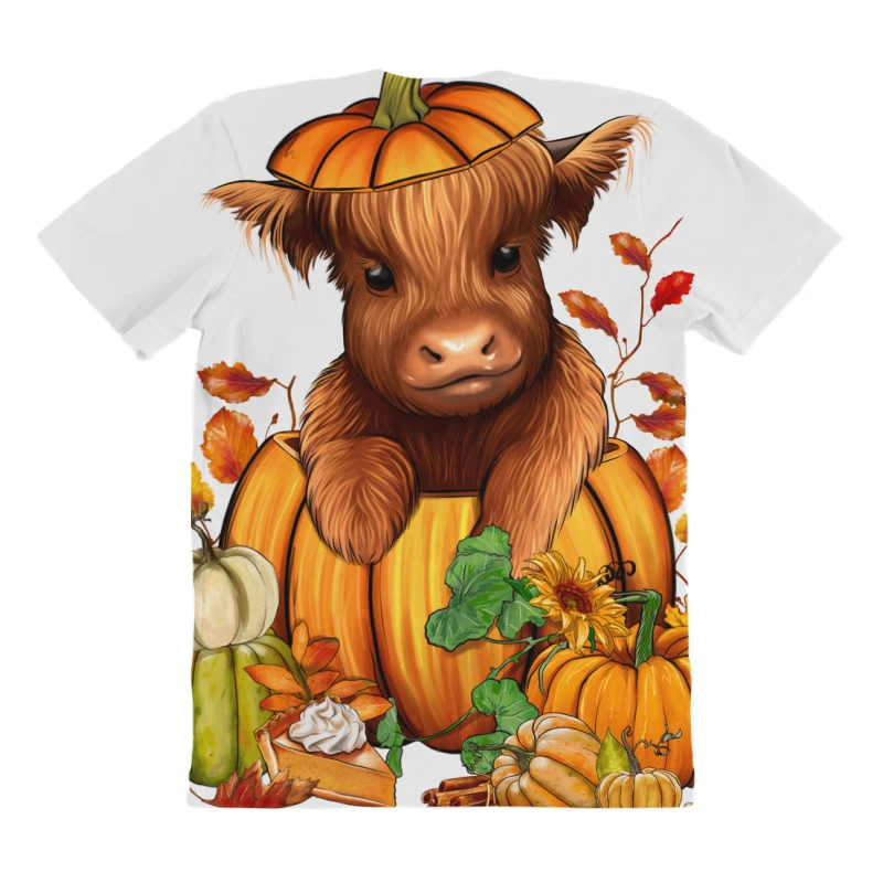 Fall Autumn Heifer Pumpkin All Over Women's T-shirt - Image 4