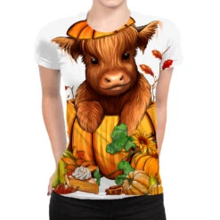 Fall Autumn Heifer Pumpkin All Over Women's T-shirt