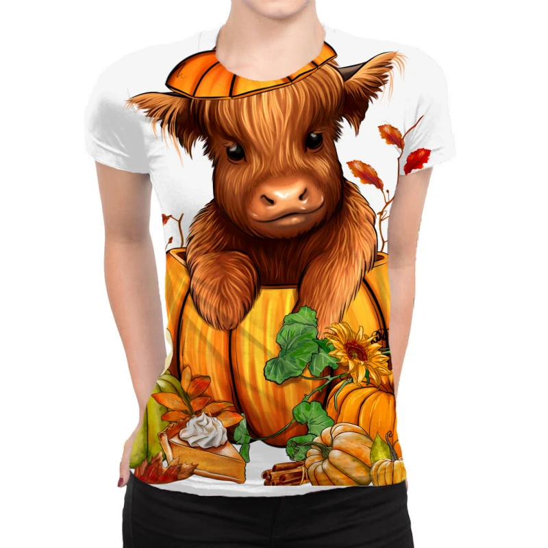 Fall Autumn Heifer Pumpkin All Over Women's T-shirt