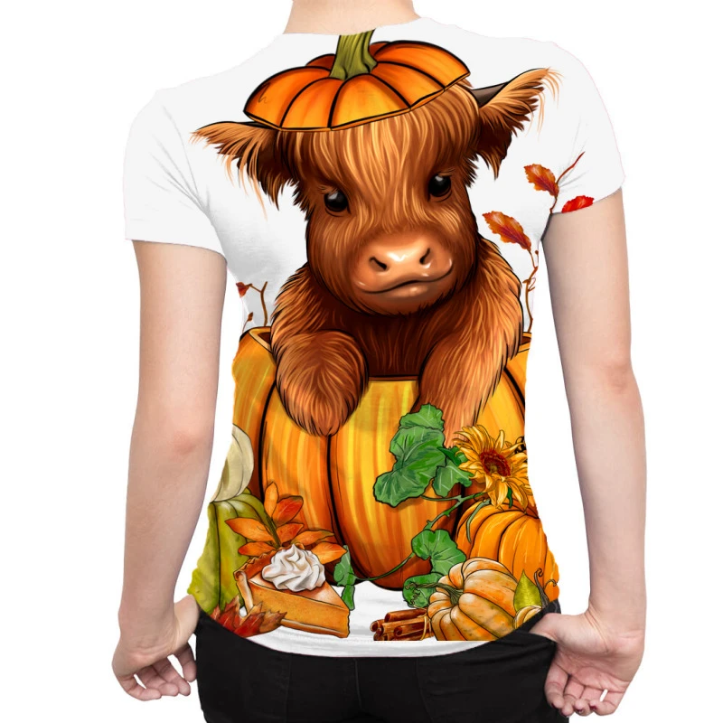 Fall Autumn Heifer Pumpkin All Over Women's T-shirt - Image 2
